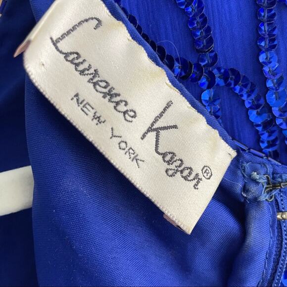 Laurence Kazar Silk Sequin Beaded Mini Dress Vintage 1980s Cobalt Blue M GUC - Picture 10 of 13